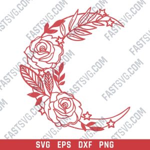 Flowers on the Moon vector design files - DXF SVG EPS PNG