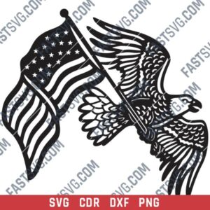 American Flag Eagle DXF File