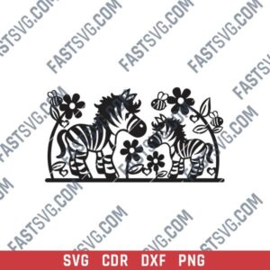 Zebra Flowers Decoration for Kids DXF File